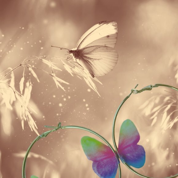 🆕🦋 🌈 Rainbow Butterfly Hoop Earrings - Picture 7 of 10